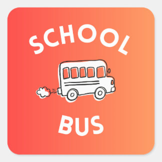 Cuadrada Pegatina de Autobús Escolar para Niños