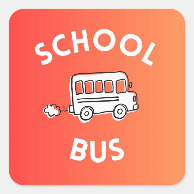 Cuadrada Pegatina de Autobús Escolar para Niños (Anverso)