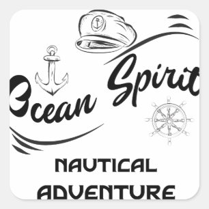 Cuadrada Pegatina de Aventura Náutica de Espíritu Oceánico