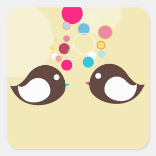 Cuadrada Pegatina de Aves Dulces