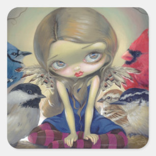 Cuadrada pegatina de "Aves traseras"