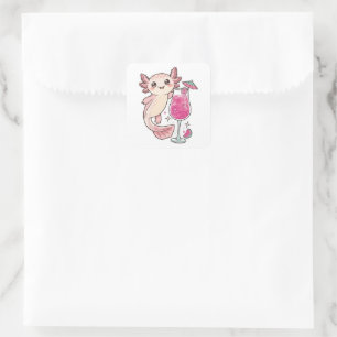 Cuadrada Pegatina de Axolotl Cuto - Spritzer de frutas Drag