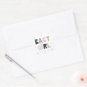 Cuadrada Pegatina de Baby Girl Cute Girly
