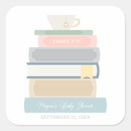 Cuadrada Pegatina de Baby Shower de libros
