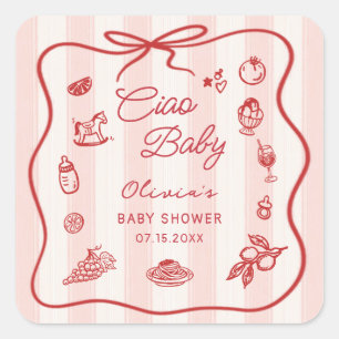 Cuadrada Pegatina de Baby Shower de Limón Italiano Ciao Bab