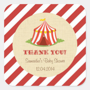 Cuadrada Pegatina de Baby Shower del circo