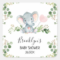Pegatina de Baby Shower Favorito de Elefante de Gl