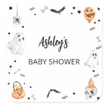 Pegatina de Baby Shower Little Boo Halloween