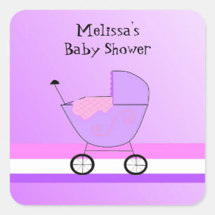 Cuadrada Pegatina de baby shower para cochecito de bebé