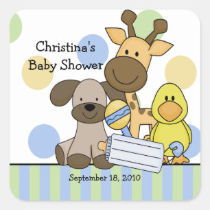 Cuadrada Pegatina de Baby Shower Square de Baby Animals