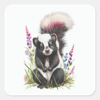 Cuadrada Pegatina de Baby Skunk Square