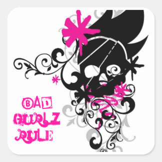 Cuadrada Pegatina de Bad Gurlz Rule Square