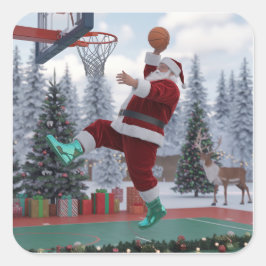 Cuadrada Pegatina de baloncesto de Santa