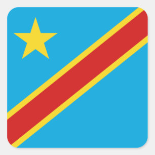 Cuadrada Pegatina de bandera Congo-Kinshasa