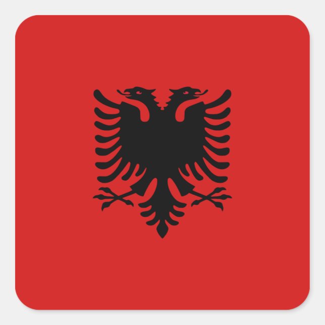 Cuadrada Pegatina de Bandera de Albania (Anverso)