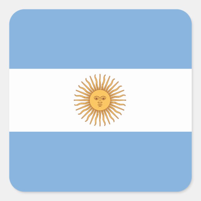 Cuadrada Pegatina de Bandera de Argentina (Anverso)
