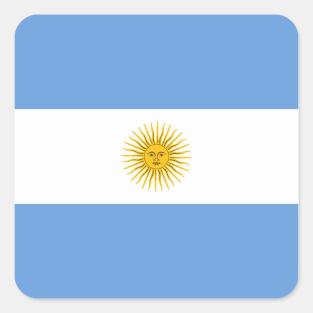 Cuadrada Pegatina de Bandera de Argentina (Anverso)