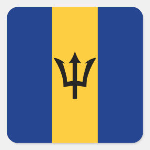 Cuadrada Pegatina de bandera de Barbados