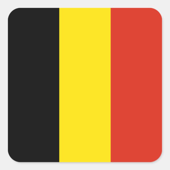 Cuadrada Pegatina de bandera de Bélgica (Anverso)