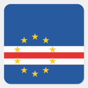 Cuadrada Pegatina de bandera de Cabo Verde