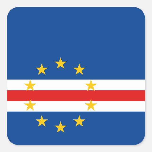 Cuadrada Pegatina de bandera de Cabo Verde (Anverso)