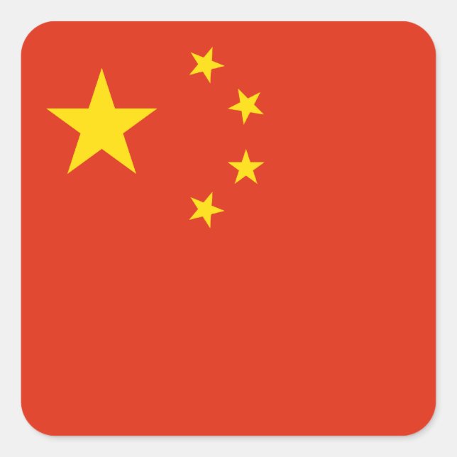 Cuadrada Pegatina de bandera de China (Anverso)
