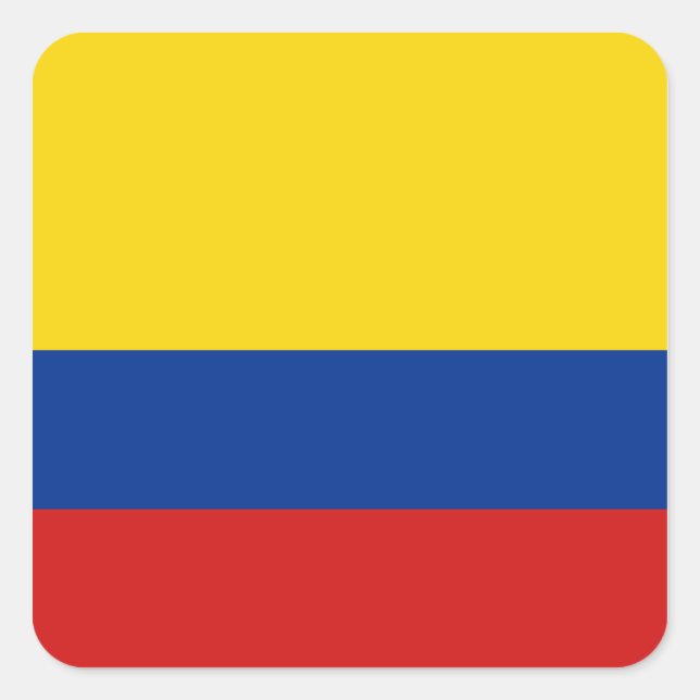 Cuadrada Pegatina de bandera de Colombia (Anverso)