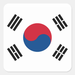 Cuadrada Pegatina de bandera de Corea del Sur