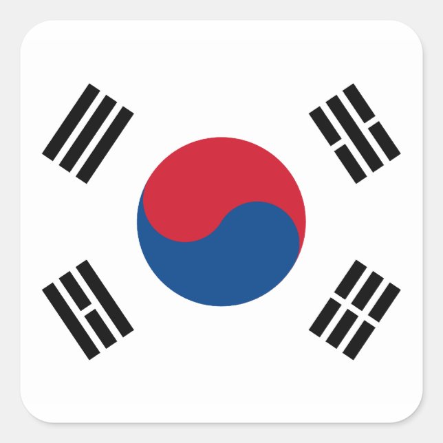 Cuadrada Pegatina de bandera de Corea del Sur (Anverso)