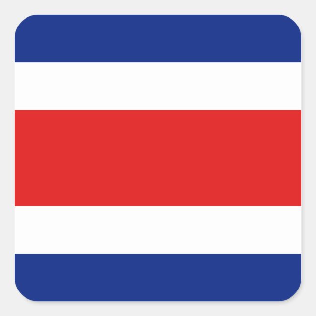 Cuadrada Pegatina de Bandera de Costa Rica (Anverso)