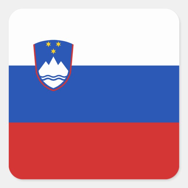 Cuadrada Pegatina de bandera de Eslovenia (Anverso)