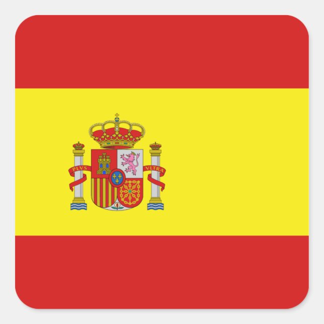 Cuadrada Pegatina de Bandera de España (Anverso)