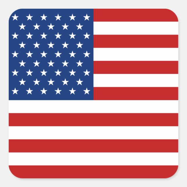 Cuadrada PEGATINA de bandera de Estados Unidos (Anverso)