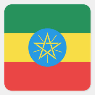 Cuadrada Pegatina de bandera de Etiopía