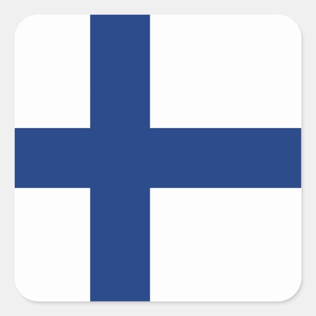 Cuadrada Pegatina de bandera de Finlandia (Anverso)
