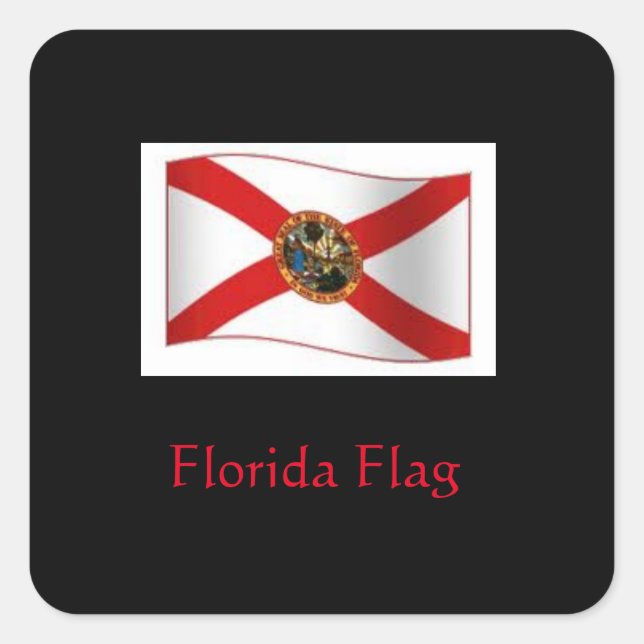 Cuadrada Pegatina de bandera de Florida (Anverso)