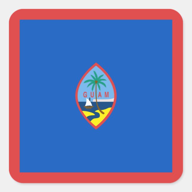 Cuadrada Pegatina de bandera de Guam (Anverso)