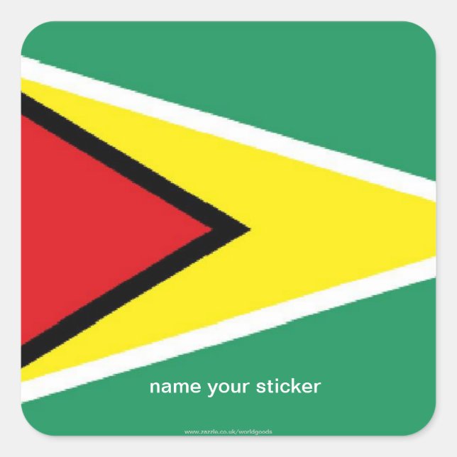 Cuadrada Pegatina de bandera de Guyana (Anverso)