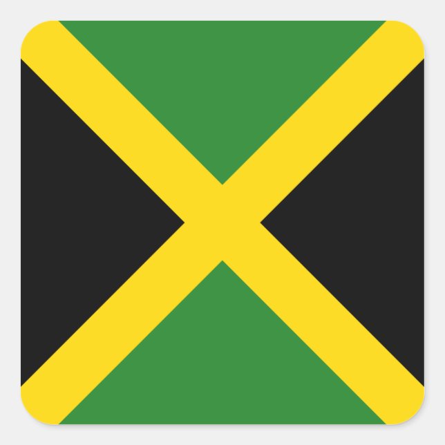 Cuadrada Pegatina de Bandera de Jamaica (Anverso)