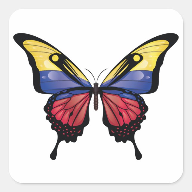 Cuadrada Pegatina de Bandera de la Mariposa de cola Swallow (Anverso)