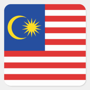Cuadrada Pegatina de bandera de Malasia
