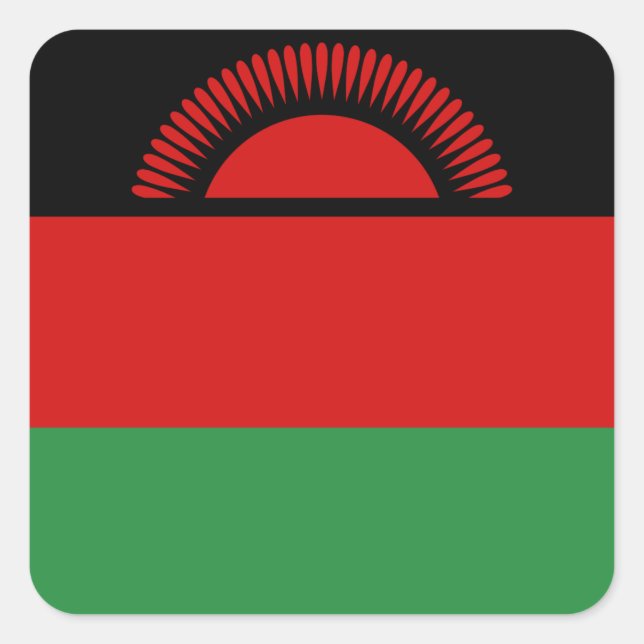 Cuadrada Pegatina de Bandera de Malawi (Anverso)