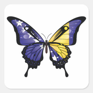 Cuadrada Pegatina de Bandera de Mariposa de Bosnia y Herzeg