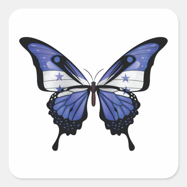 Cuadrada Pegatina de Bandera de Mariposa de Bruto (Anverso)