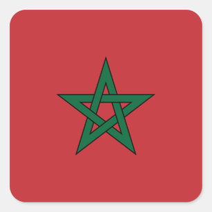 Cuadrada Pegatina de Bandera de Marruecos