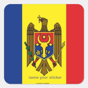 Cuadrada Pegatina de bandera de Moldavia