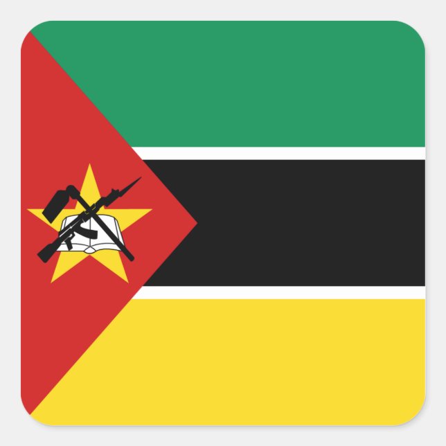 Cuadrada Pegatina de bandera de Mozambique (Anverso)