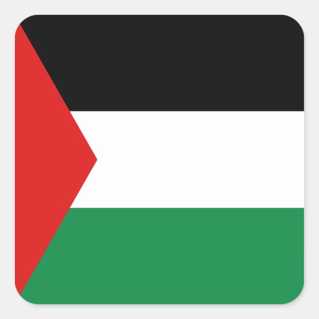 Cuadrada Pegatina de bandera de Palestina (Anverso)