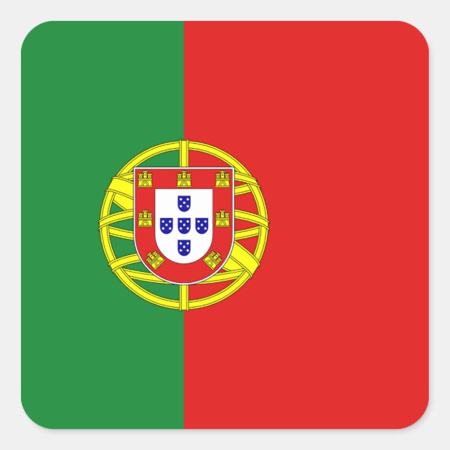 Cuadrada Pegatina de Bandera de Portugal (Anverso)