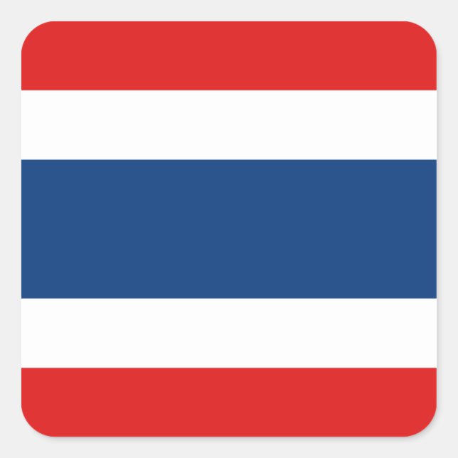 Cuadrada Pegatina de Bandera de Tailandia (Anverso)